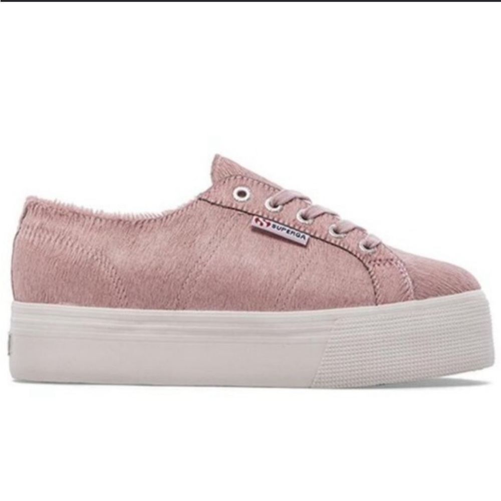 Superga Calf / Pony Hair Platform Sneaker in Pink